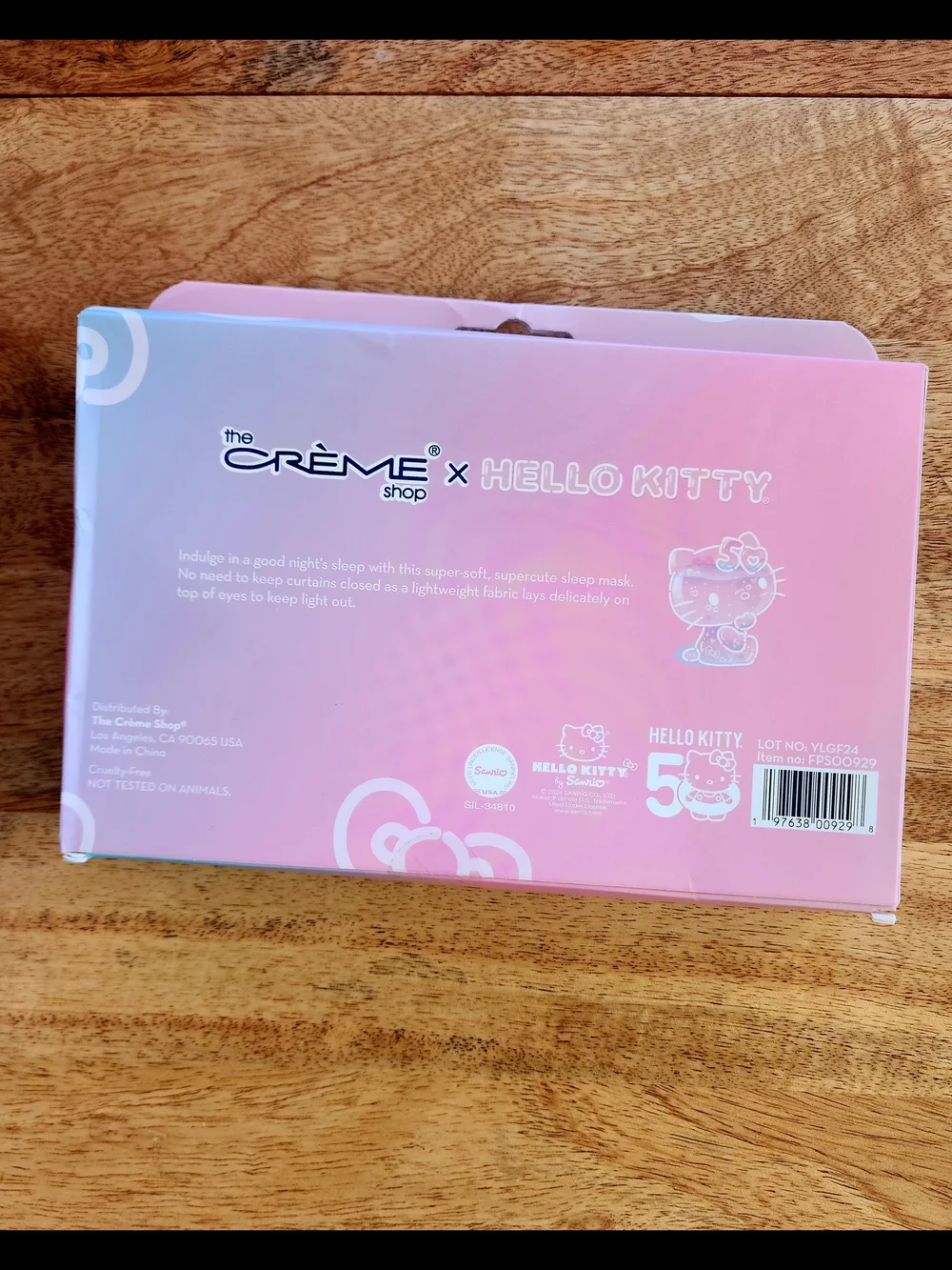 The Crème Shop x Hello Kitty 50th Anniversary Plushie Sleep Mask - Light Pink